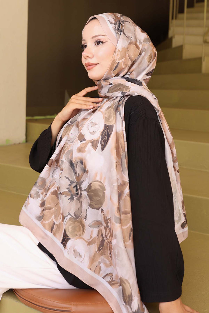BNG Women Patterned Shawl Beige İpk113 - Dunkerque