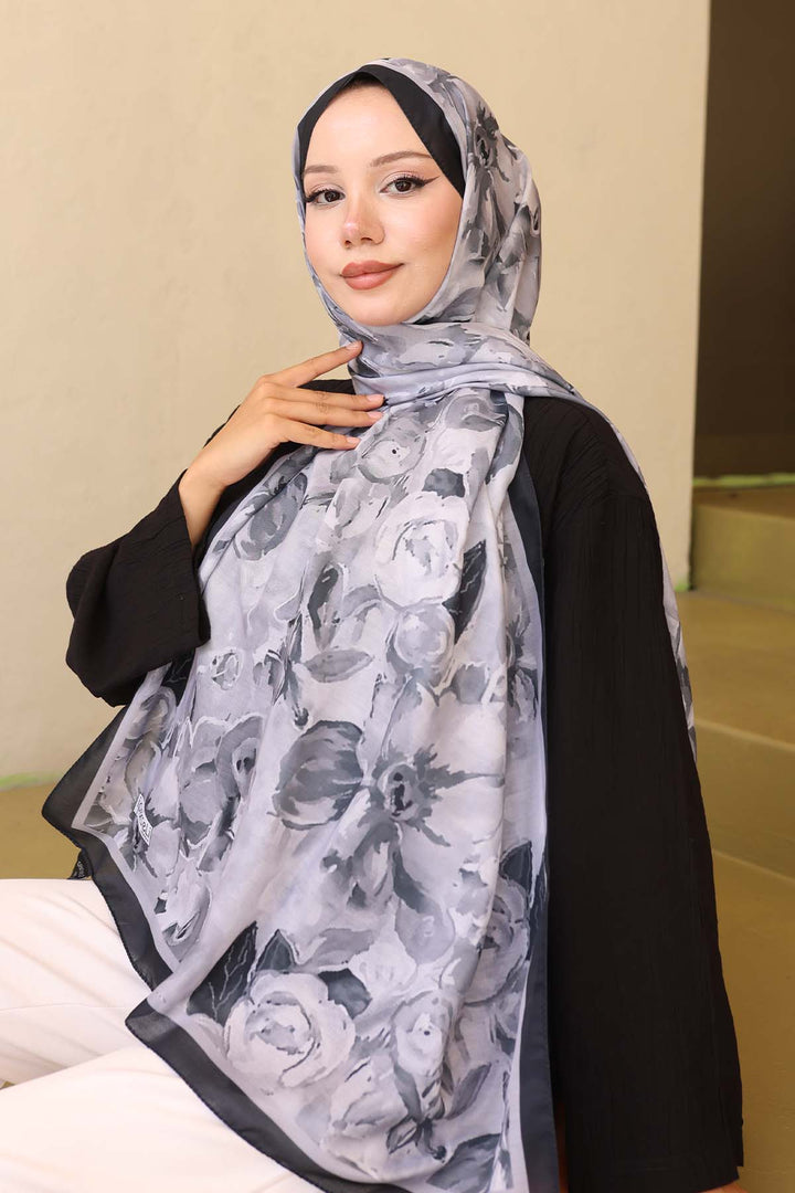 BNG Women Patterned Scarf Gray İpk113 - Welland