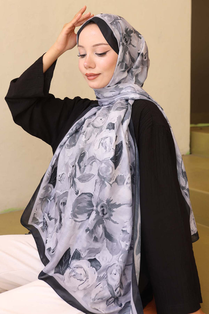 BNG Women Patterned Scarf Gray İpk113 - Welland