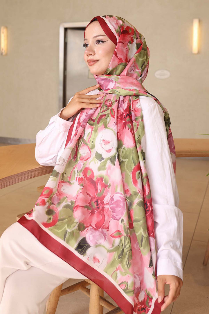 BNG Women Patterned Shawl Red İpk113 - Bautzen