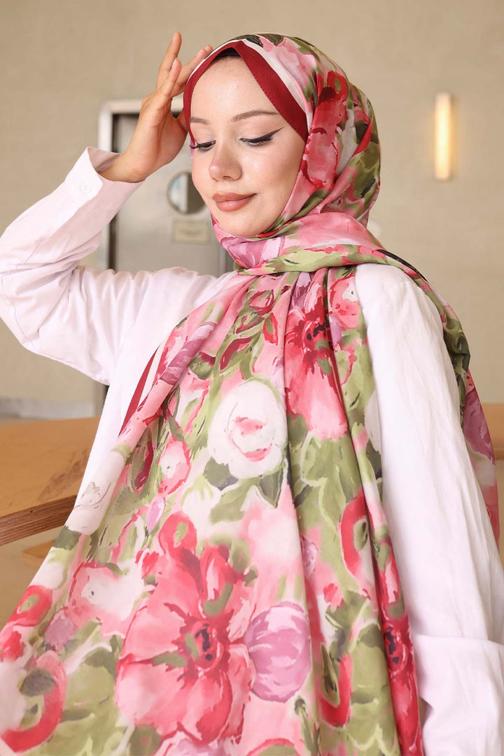 BNG Women Patterned Shawl Red İpk113 - Bautzen