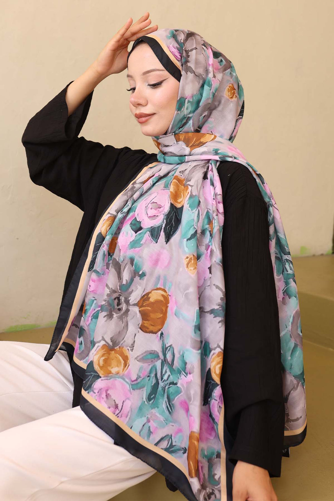 BNG Women Patterned Scarf Black İpk113 - Grand Rapids
