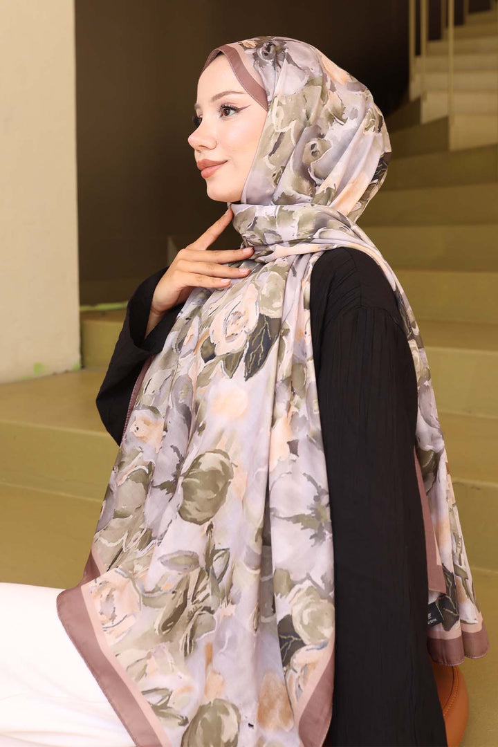 BNG Women Patterned Scarf Milky Coffee İpk113 - Westmont