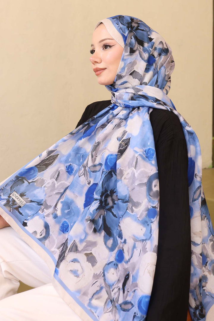 BNG Women Patterned Scarf Stone Color İpk113 - Ovar