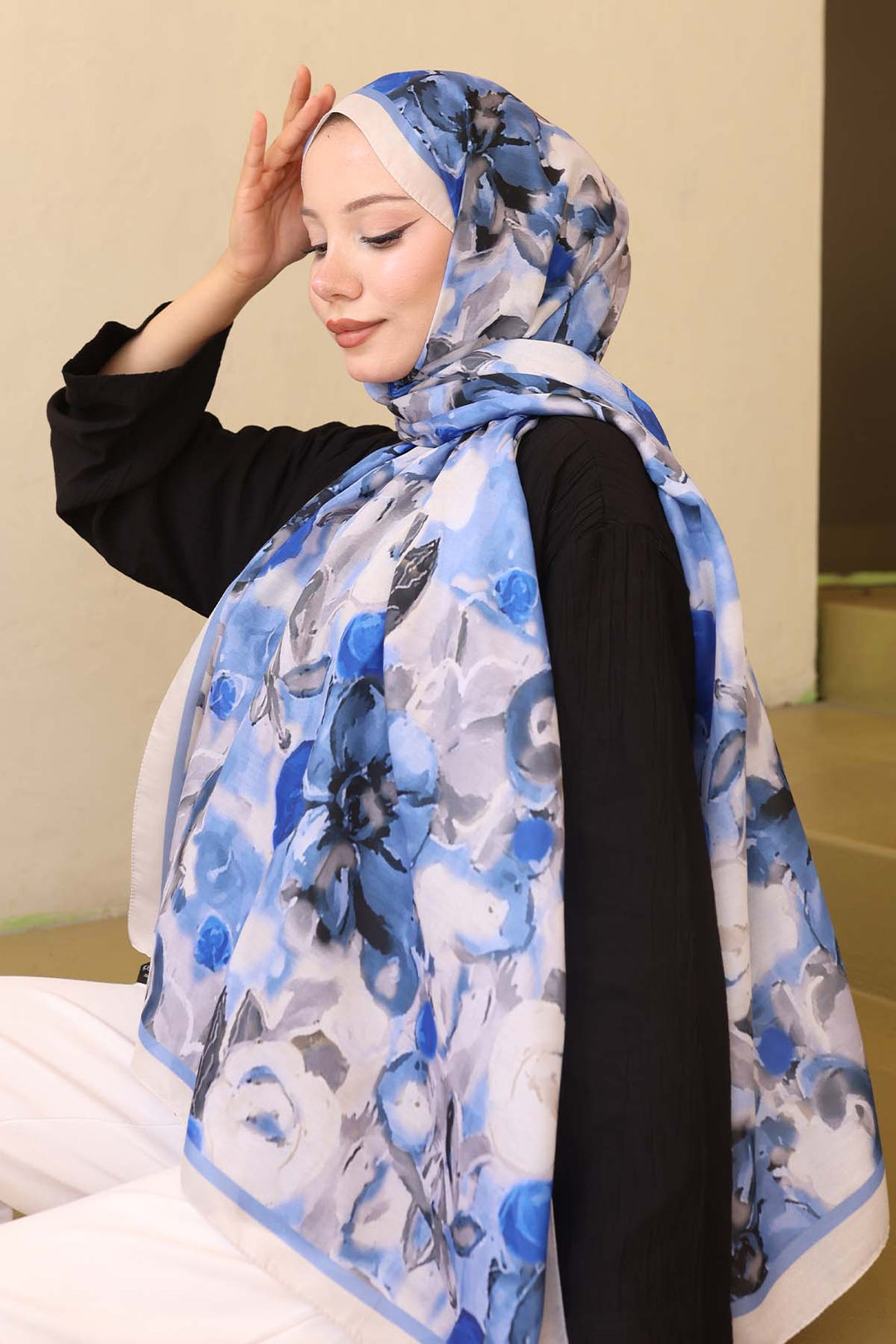 BNG Women Patterned Scarf Stone Color İpk113 - Ovar