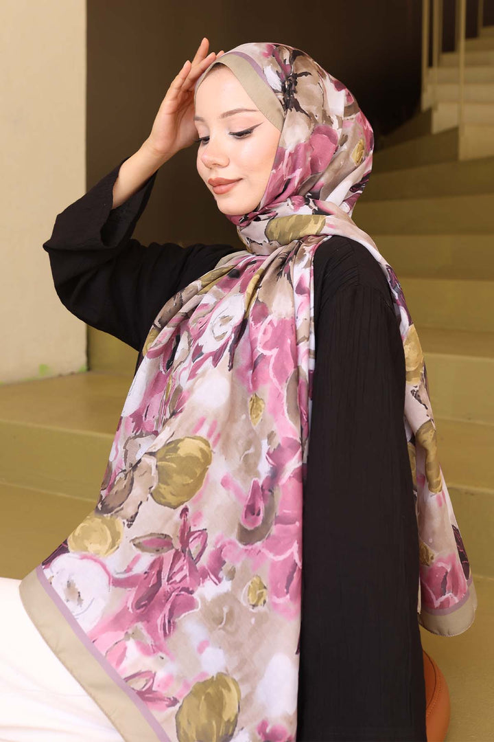 BNG Women Patterned Shawl Mink İpk113 - Istog