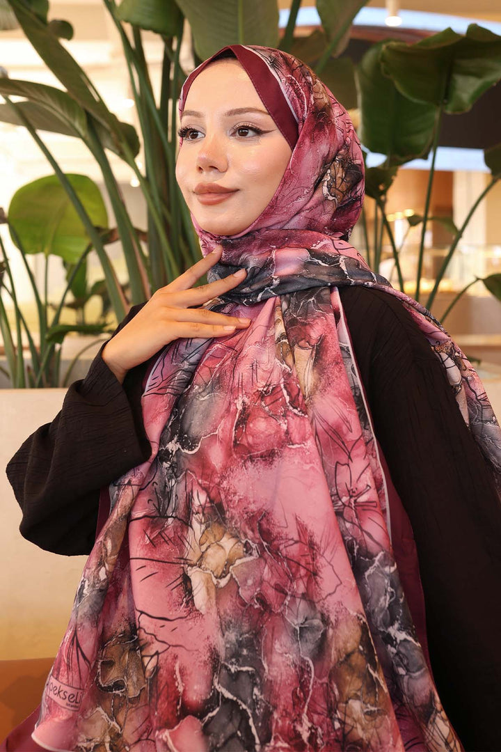 BNG Women Patterned Scarf Burgundy İpk114 - Schorndorf