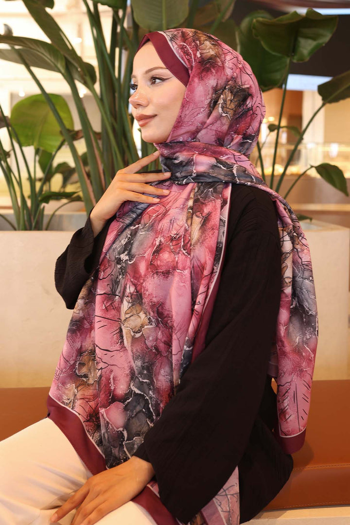 BNG Women Patterned Scarf Burgundy İpk114 - Schorndorf