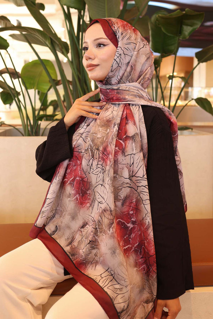 BNG Women Patterned Scarf Burgundy-Black İpk114 - Löhne
