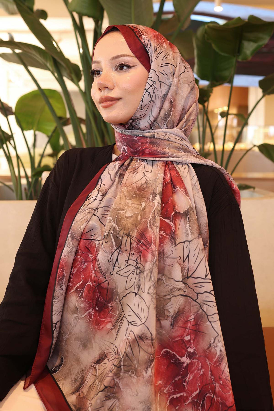 BNG Women Patterned Scarf Burgundy-Black İpk114 - Löhne