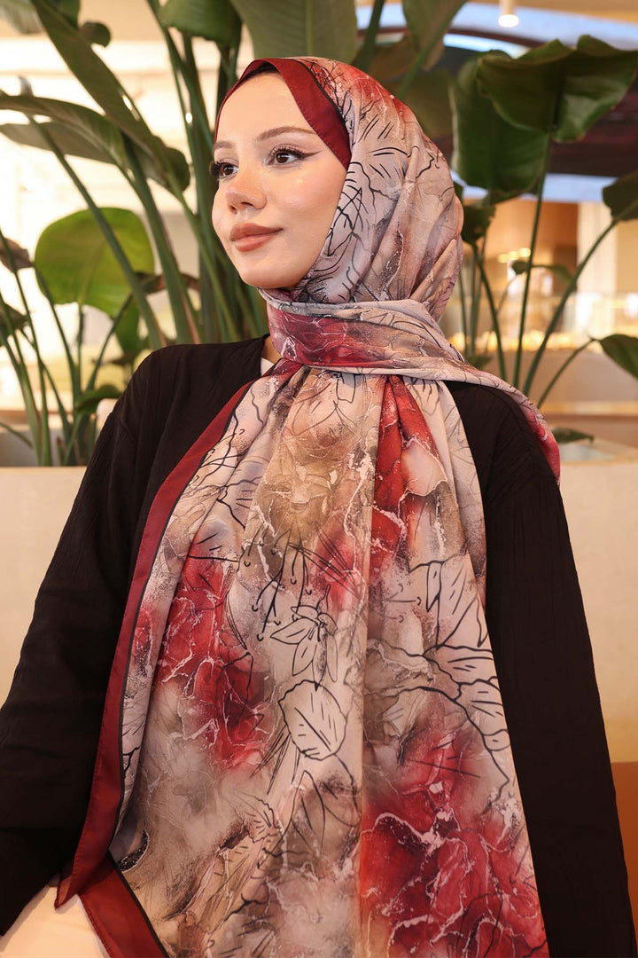 BNG Women Patterned Scarf Burgundy-Black İpk114 - Löhne