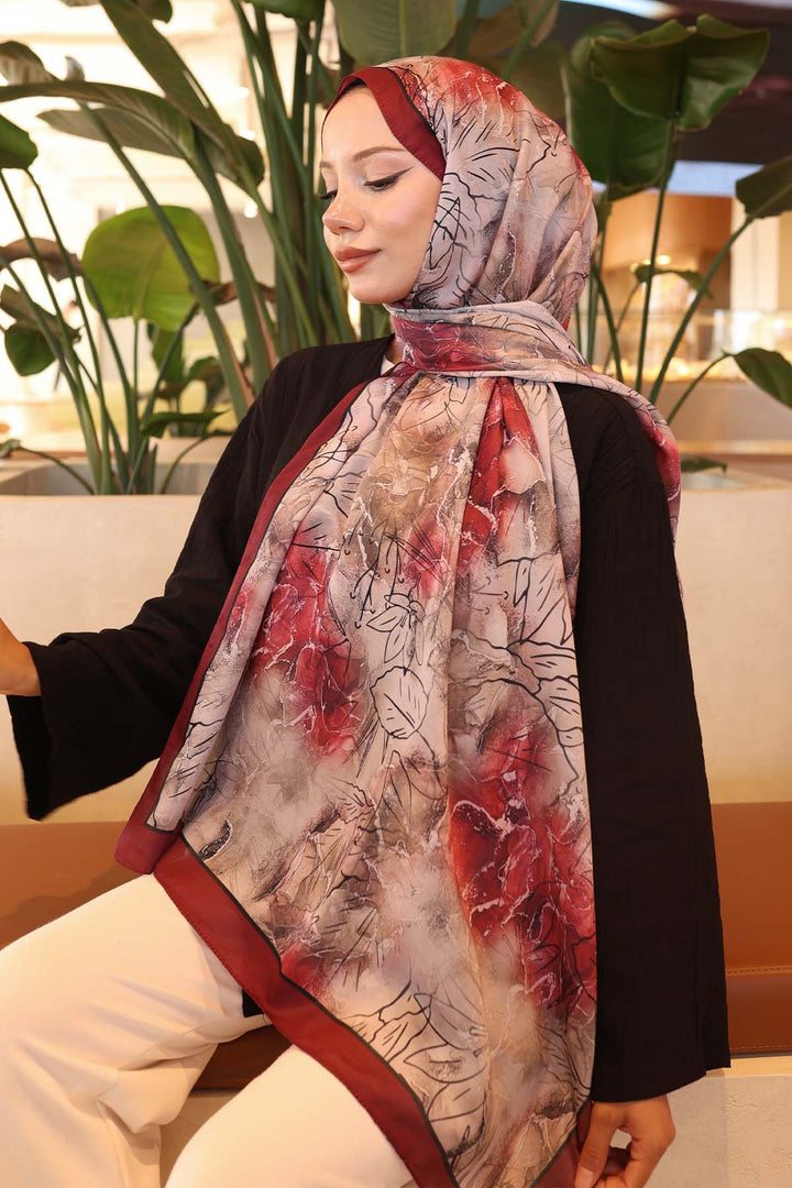BNG Women Patterned Scarf Burgundy-Black İpk114 - Löhne