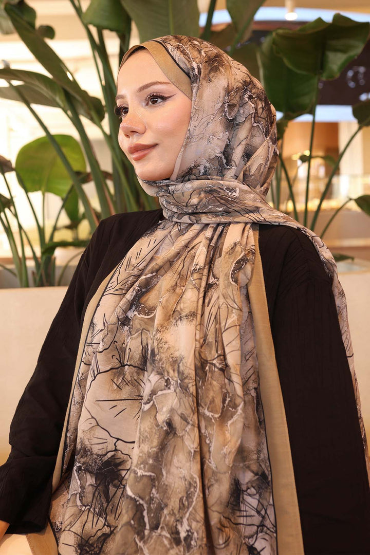 BNG Women Patterned Shawl Camel İpk114 - Grapevine