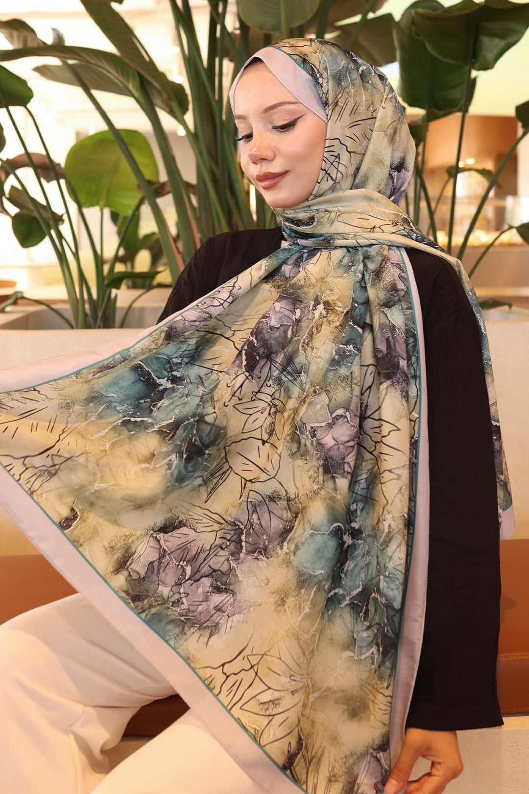 BNG Women Patterned Scarf Gray İpk114 - Boston