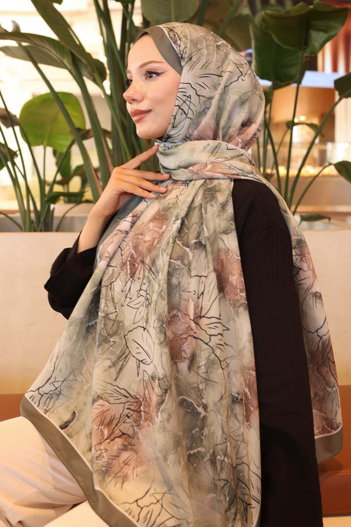 BNG Women Patterned Shawl Khaki İpk114 - Parral