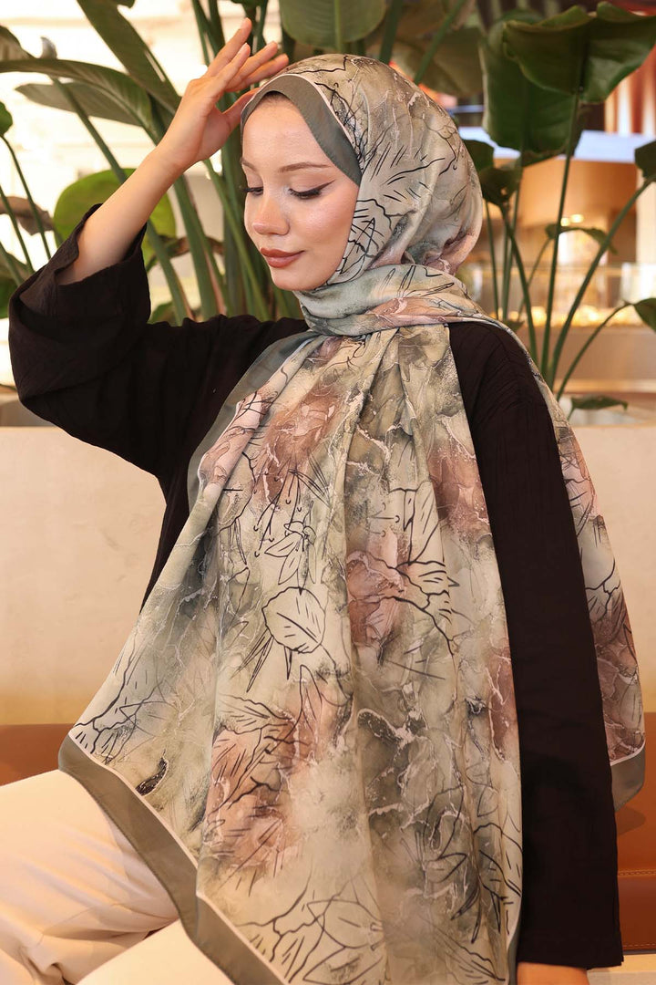 BNG Women Patterned Shawl Khaki İpk114 - Parral