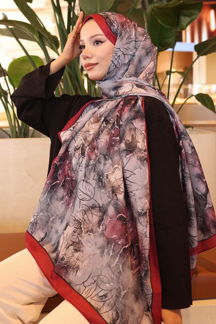 BNG Women Patterned Shawl Red İpk114 - Iormughanlo