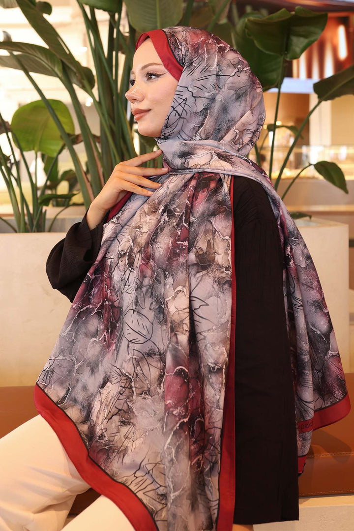 BNG Women Patterned Shawl Red İpk114 - Iormughanlo