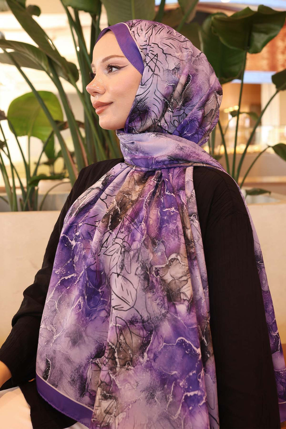 BNG Women Patterned Shawl Purple İpk114 - Roncaglia