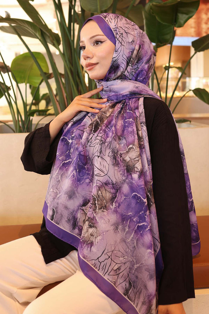 BNG Women Patterned Shawl Purple İpk114 - Roncaglia