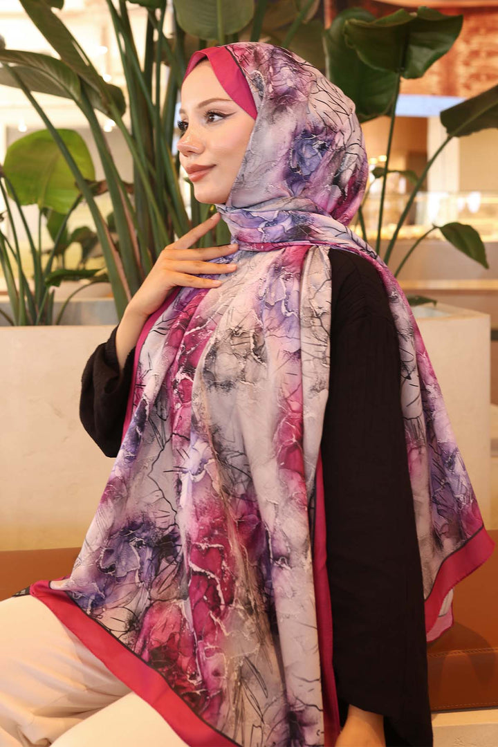 BNG Women Patterned Scarf Purple İpk114 - Blacksburg