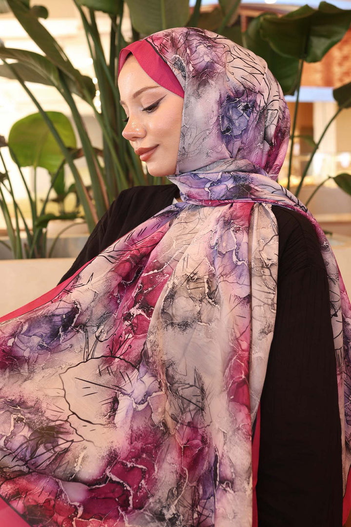 BNG Women Patterned Scarf Purple İpk114 - Blacksburg