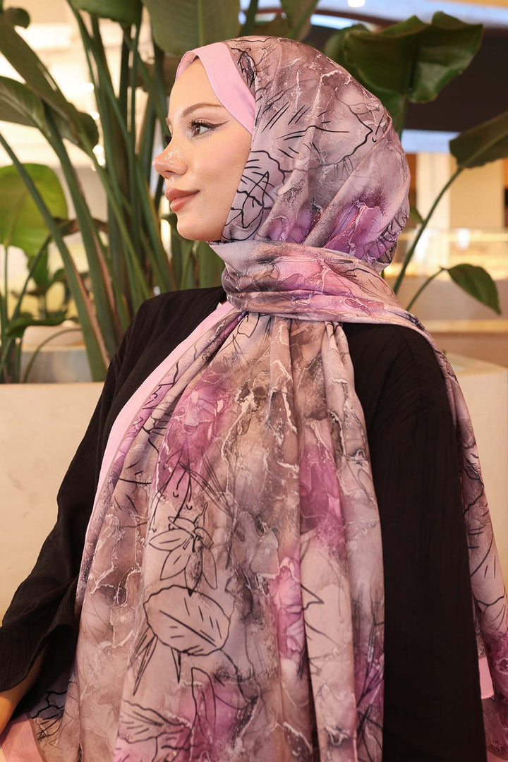 BNG Women Patterned Shawl Pink İpk114 - Sint-Niklaas