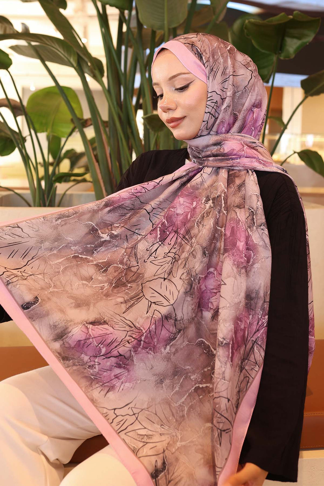 BNG Women Patterned Shawl Pink İpk114 - Sint-Niklaas