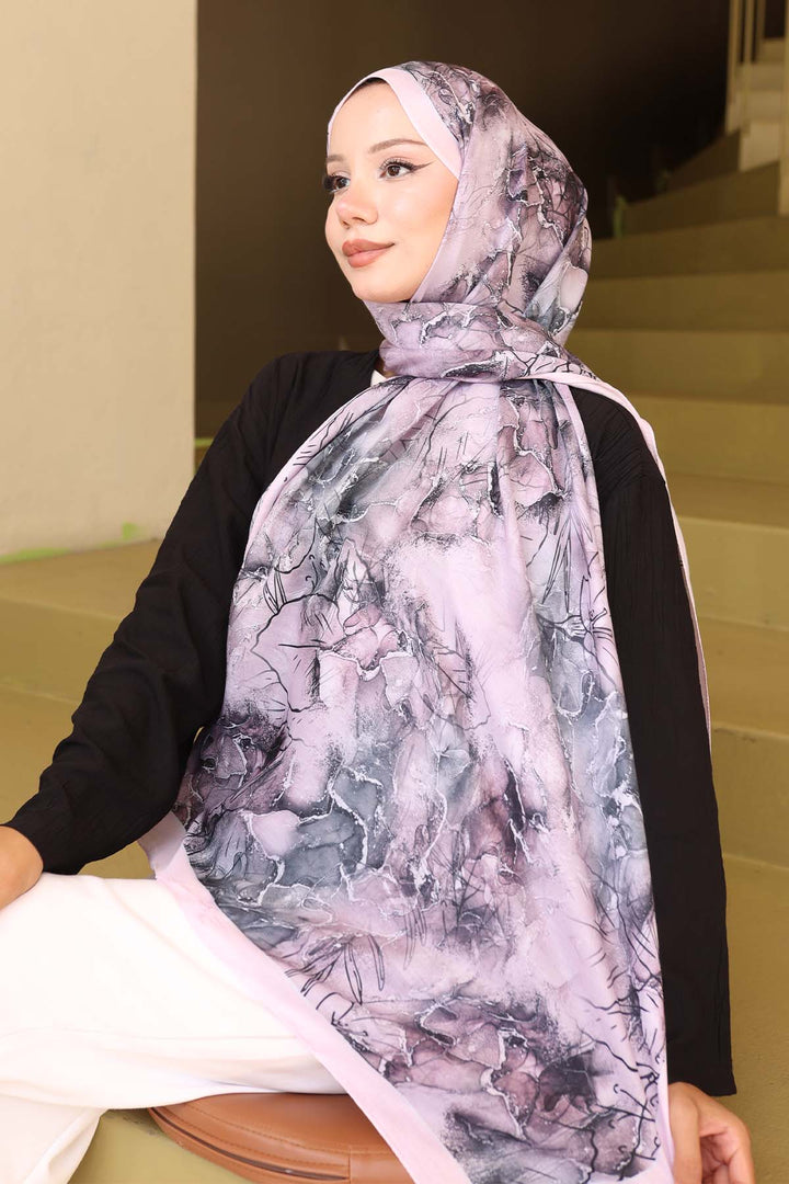 BNG Women Patterned Scarf Powder İpk114 - Palmdale