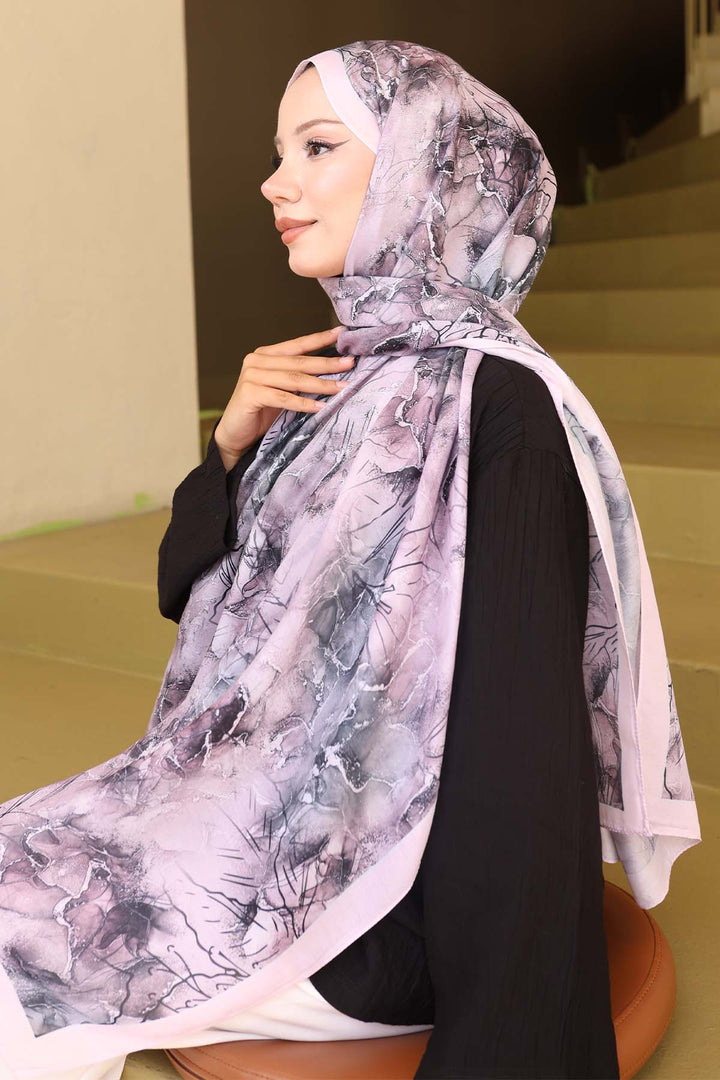 BNG Women Patterned Scarf Powder İpk114 - Palmdale