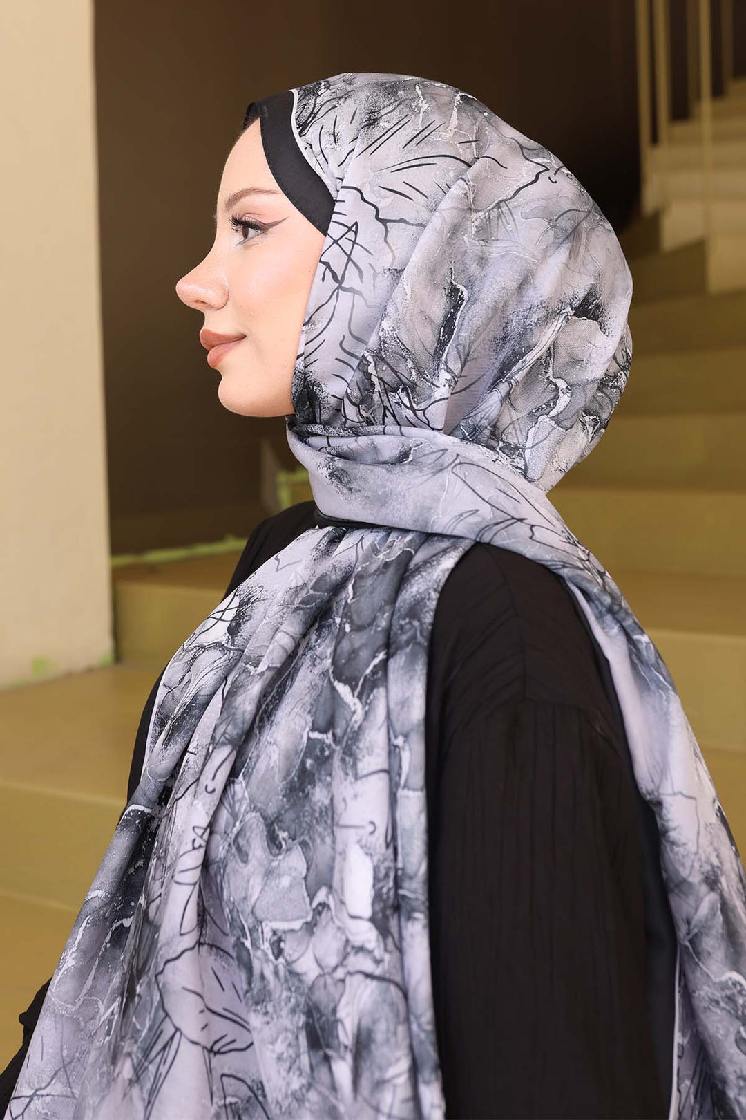 BNG Women Patterned Scarf Black-Grey İpk114 - Bayreuth