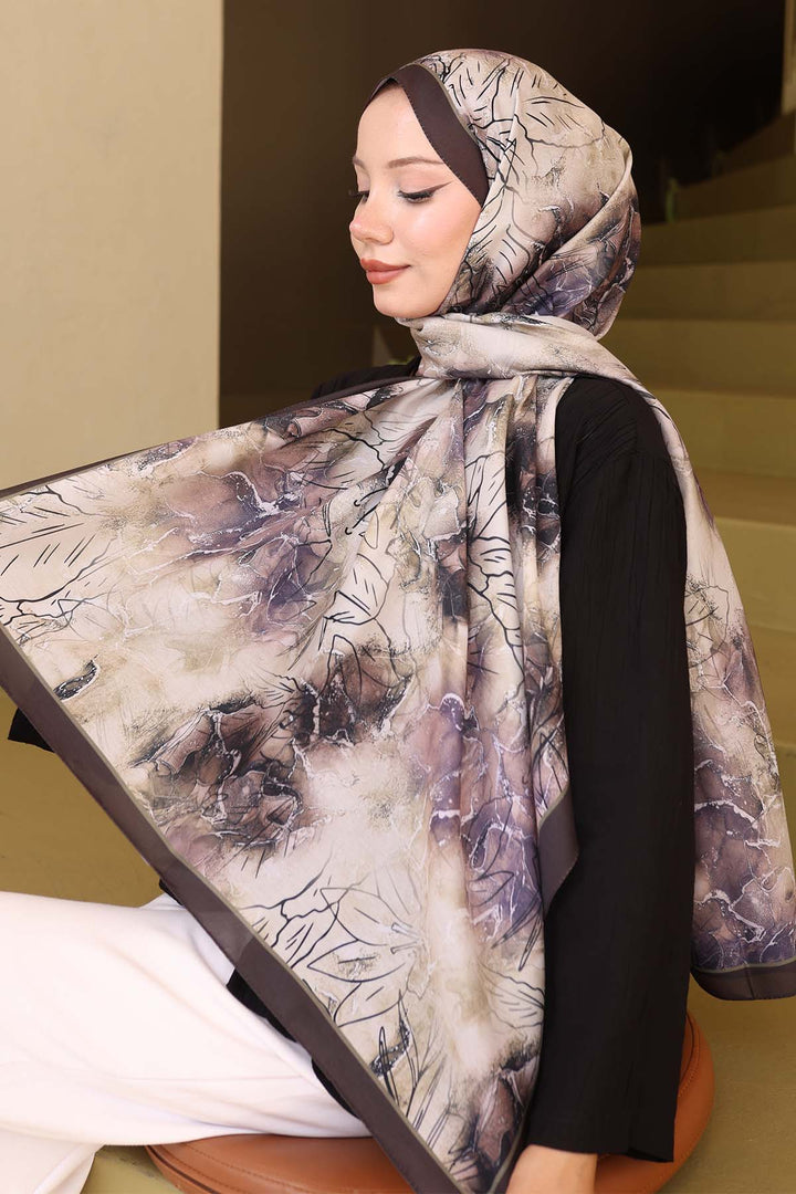 BNG Women Patterned Scarf Black-Khaki İpk114 - Girona