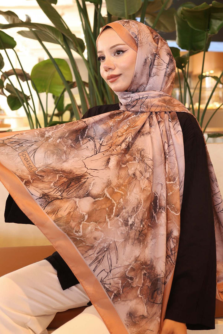 BNG Women Patterned Shawl Salmon İpk114 - Queluz