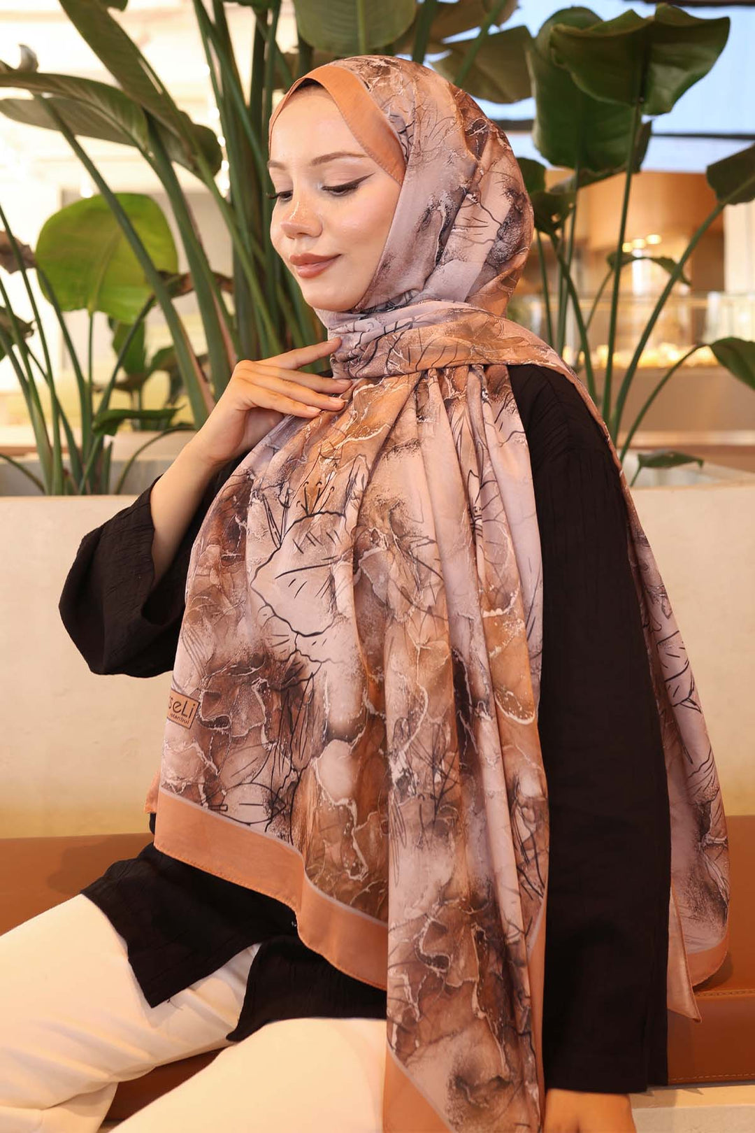 BNG Women Patterned Shawl Salmon İpk114 - Queluz
