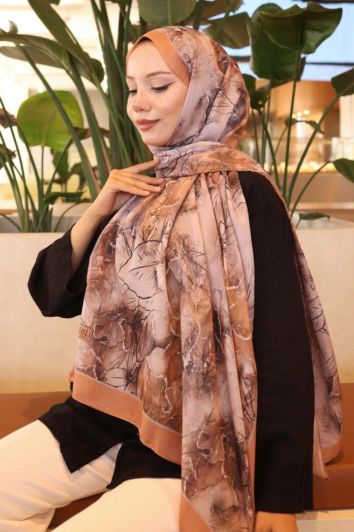 BNG Women Patterned Shawl Salmon İpk114 - Queluz