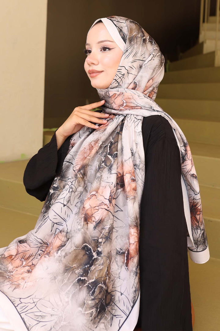 BNG Women Patterned Scarf Stone Color İpk114 - Hampstead