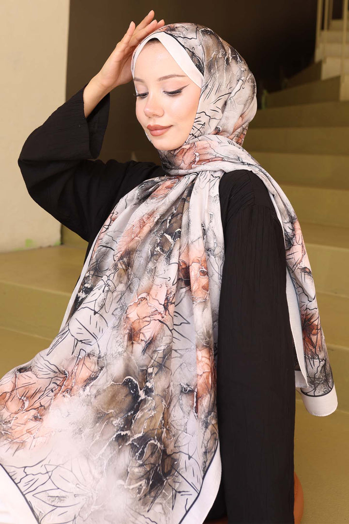 BNG Women Patterned Scarf Stone Color İpk114 - Hampstead