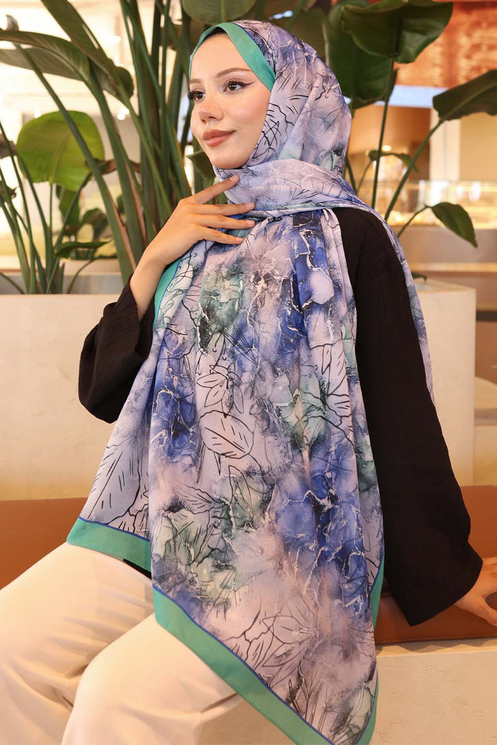 BNG Women Patterned Shawl Green İpk114 - Bath