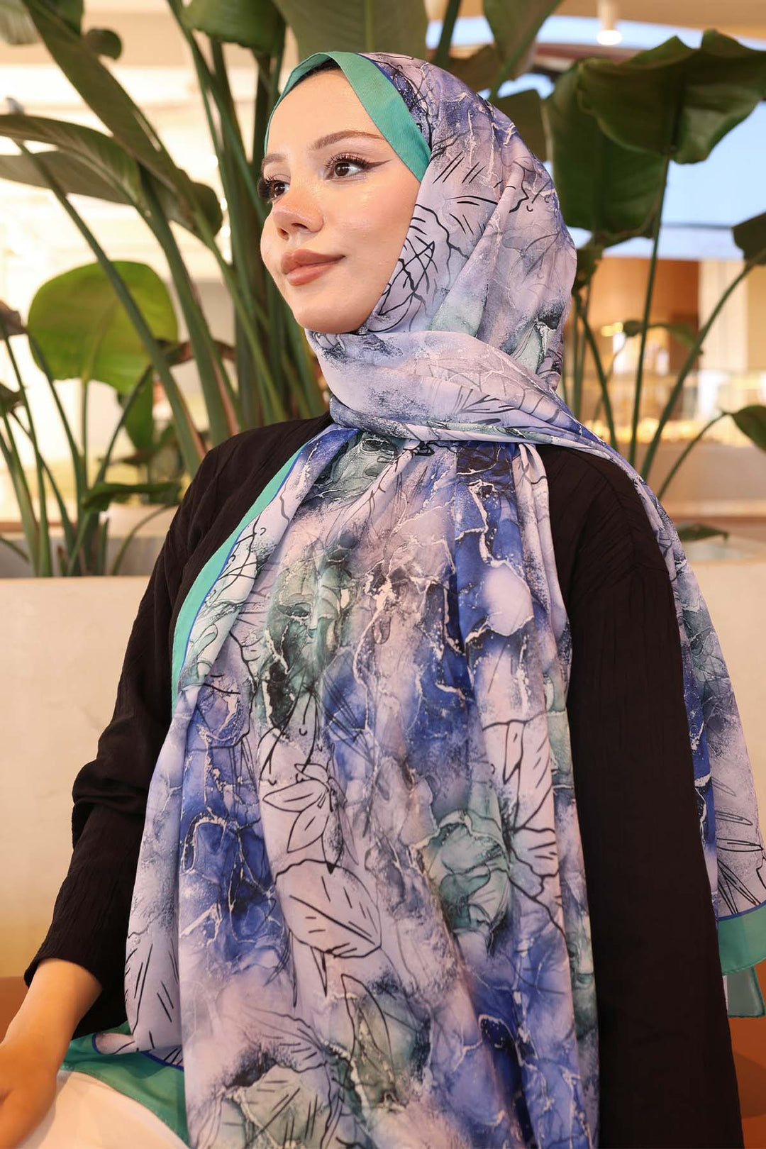 BNG Women Patterned Shawl Green İpk114 - Bath