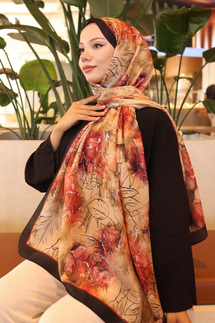BNG Women Patterned Scarf Black-Terracotta Ipk114 - Alfortville