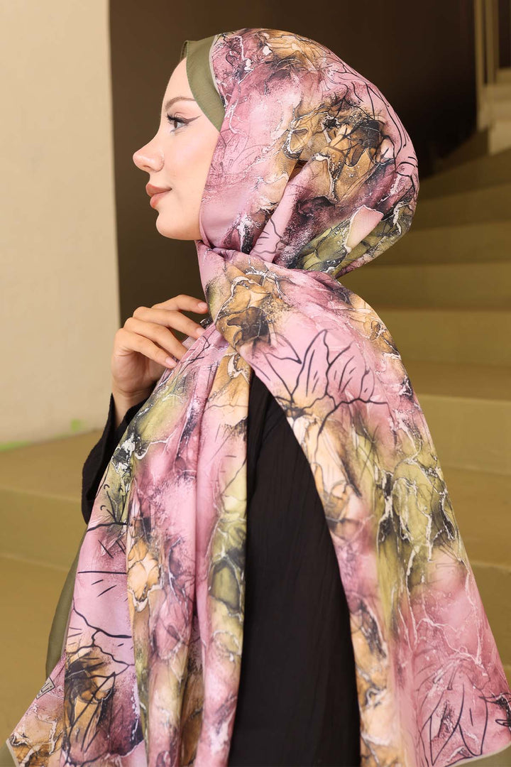 BNG Women Patterned Shawl Dark Khaki İpk114 - Matías Romero