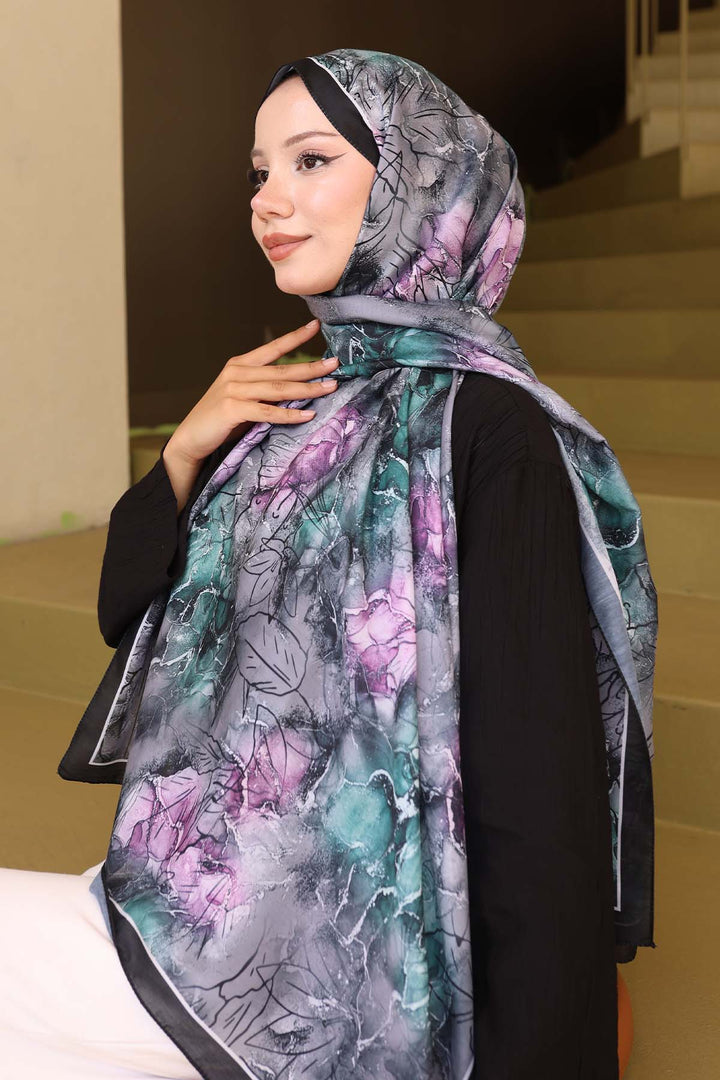 BNG Women Patterned Scarf Black-Purple İpk114 - Wiener Neustadt