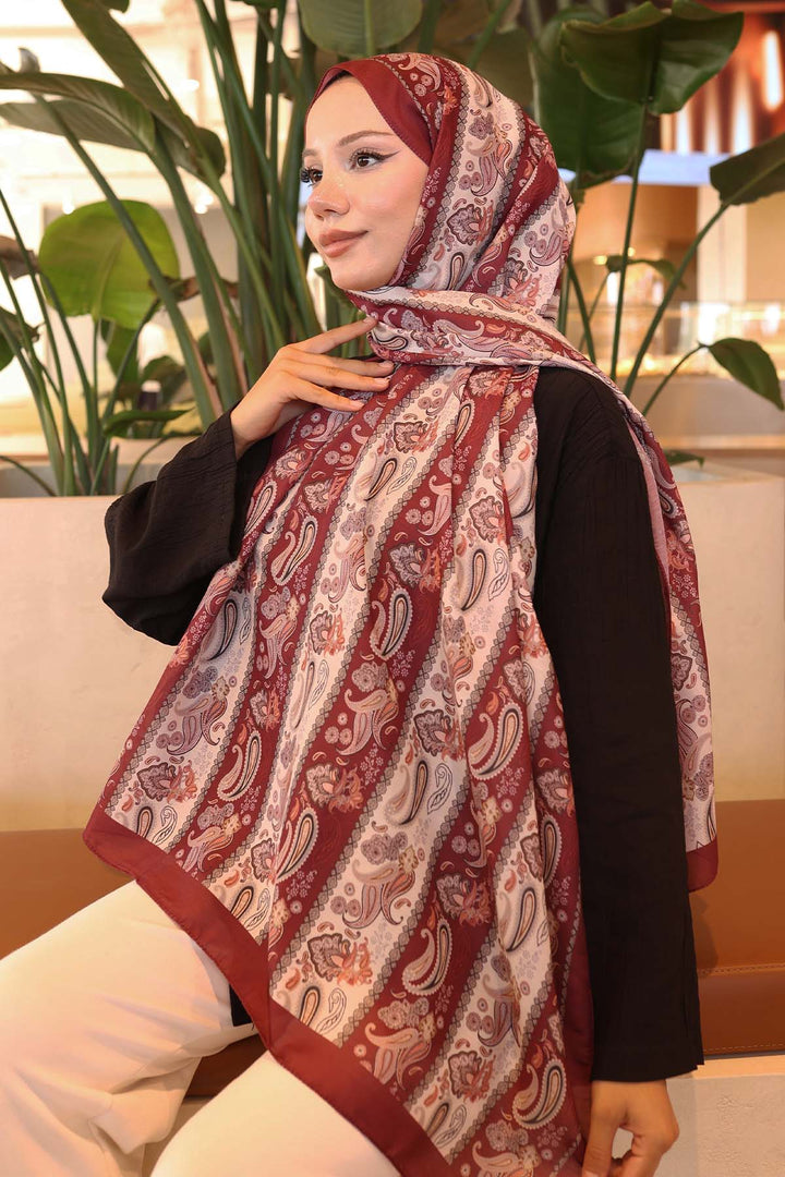 BNG Women Etnik Desenli Şal Bordo İpk115  - Orangetown