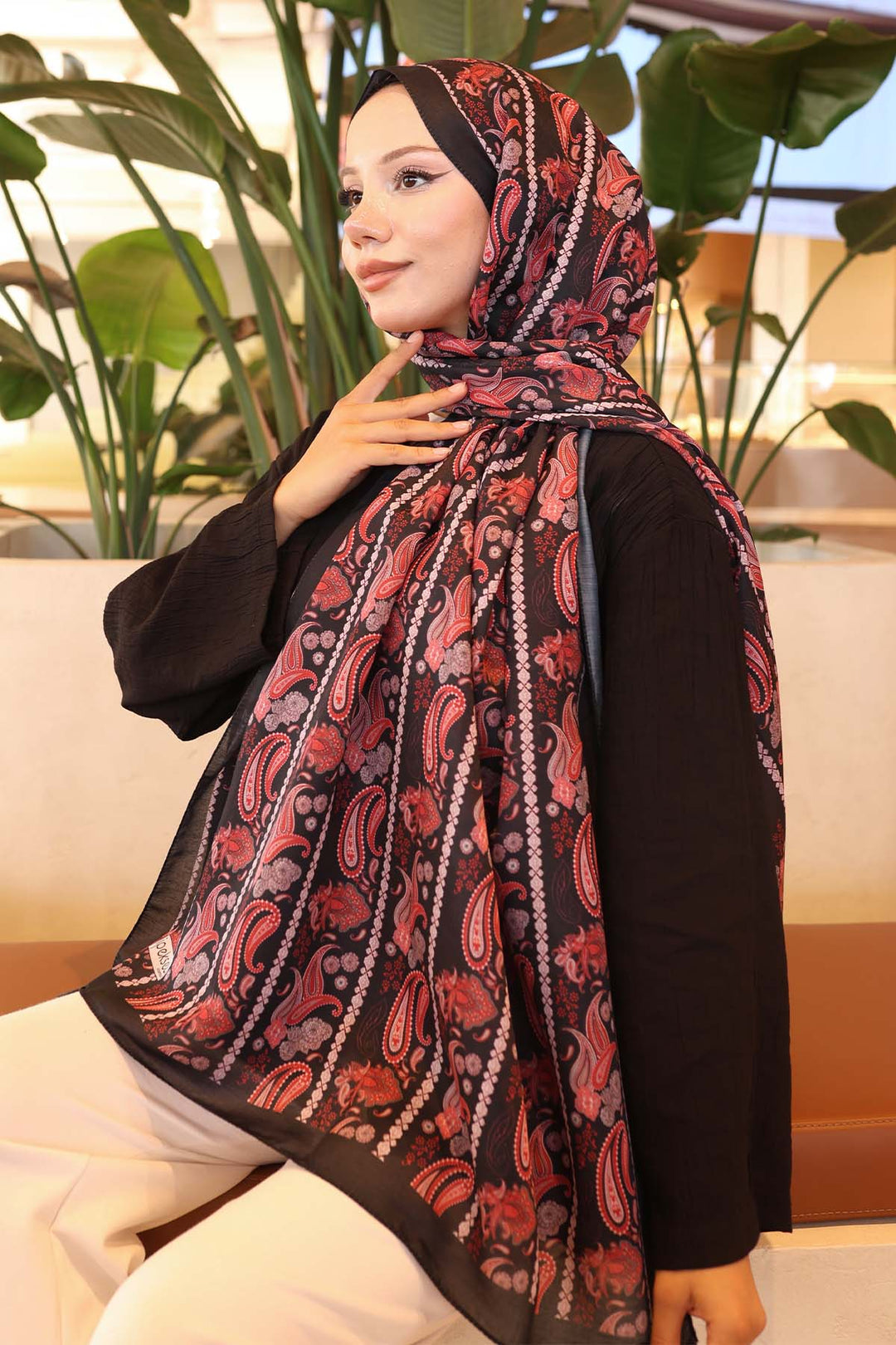 BNG Women Etnik Desenli Şal Kırmızı İpk115  - Wheaton