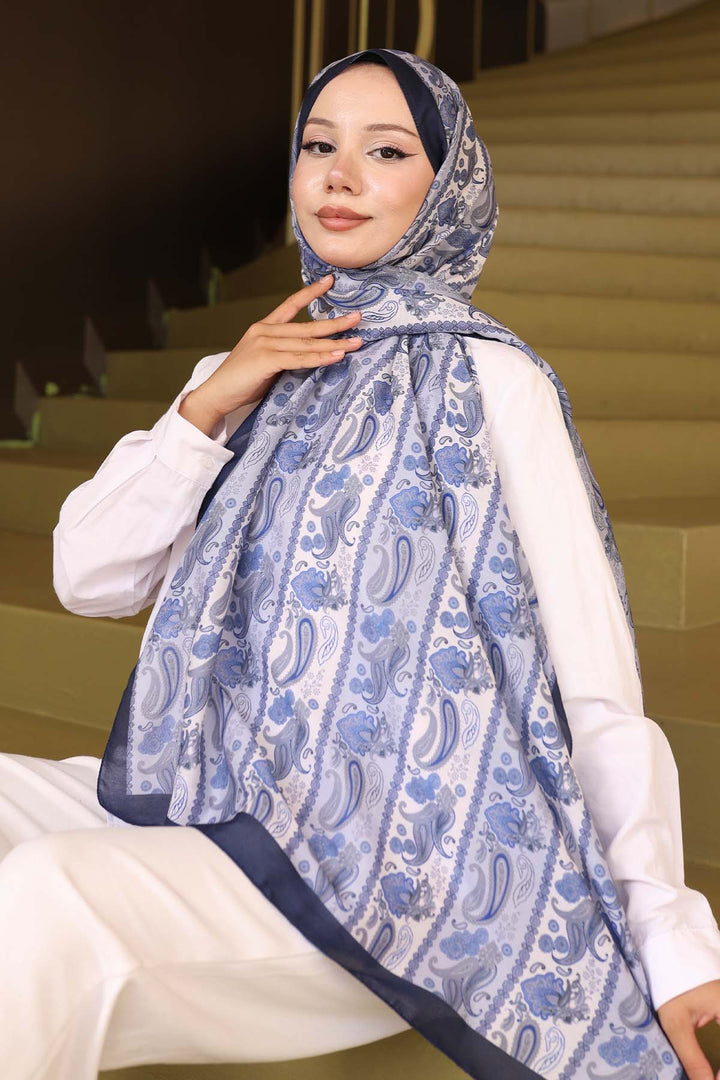 BNG Women Etnik Desenli Şal Lacivert İpk115  - Sankt Ingbert