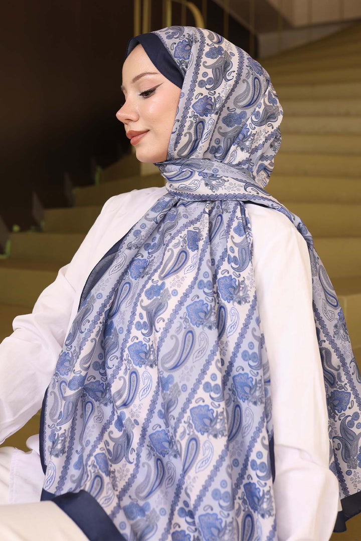 BNG Women Etnik Desenli Şal Lacivert İpk115  - Sankt Ingbert