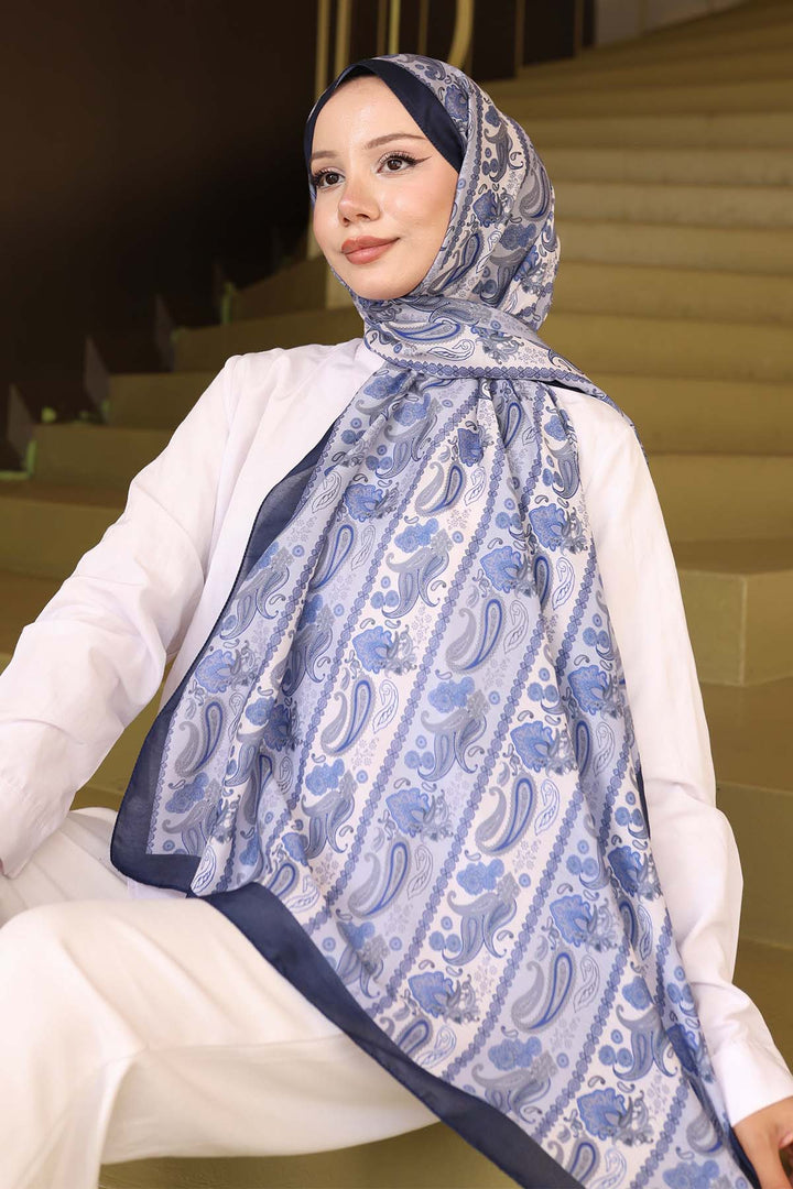 BNG Women Etnik Desenli Şal Lacivert İpk115  - Sankt Ingbert