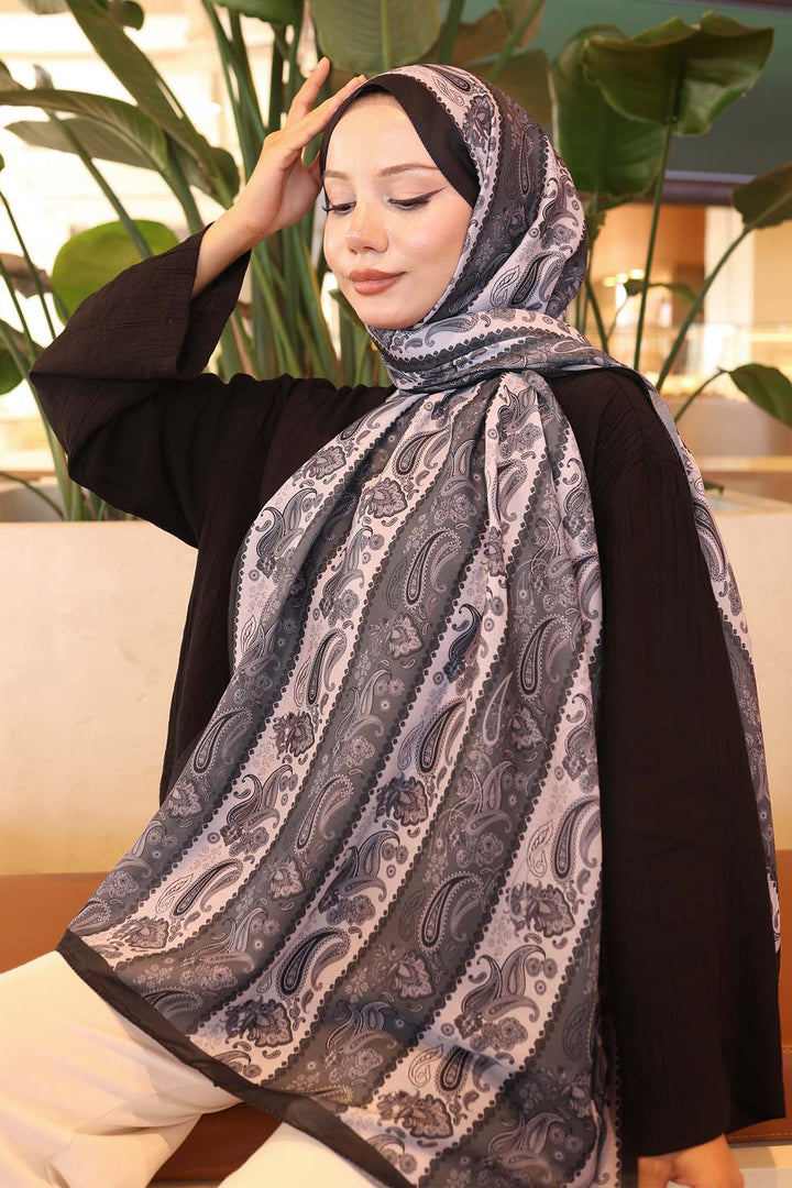 BNG Women Ethnic Patterned Scarf Black İpk115 - Joplin
