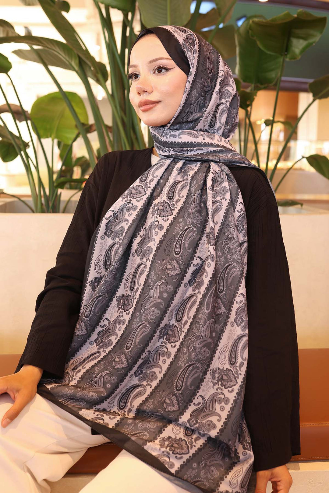 BNG Women Ethnic Patterned Scarf Black İpk115 - Joplin