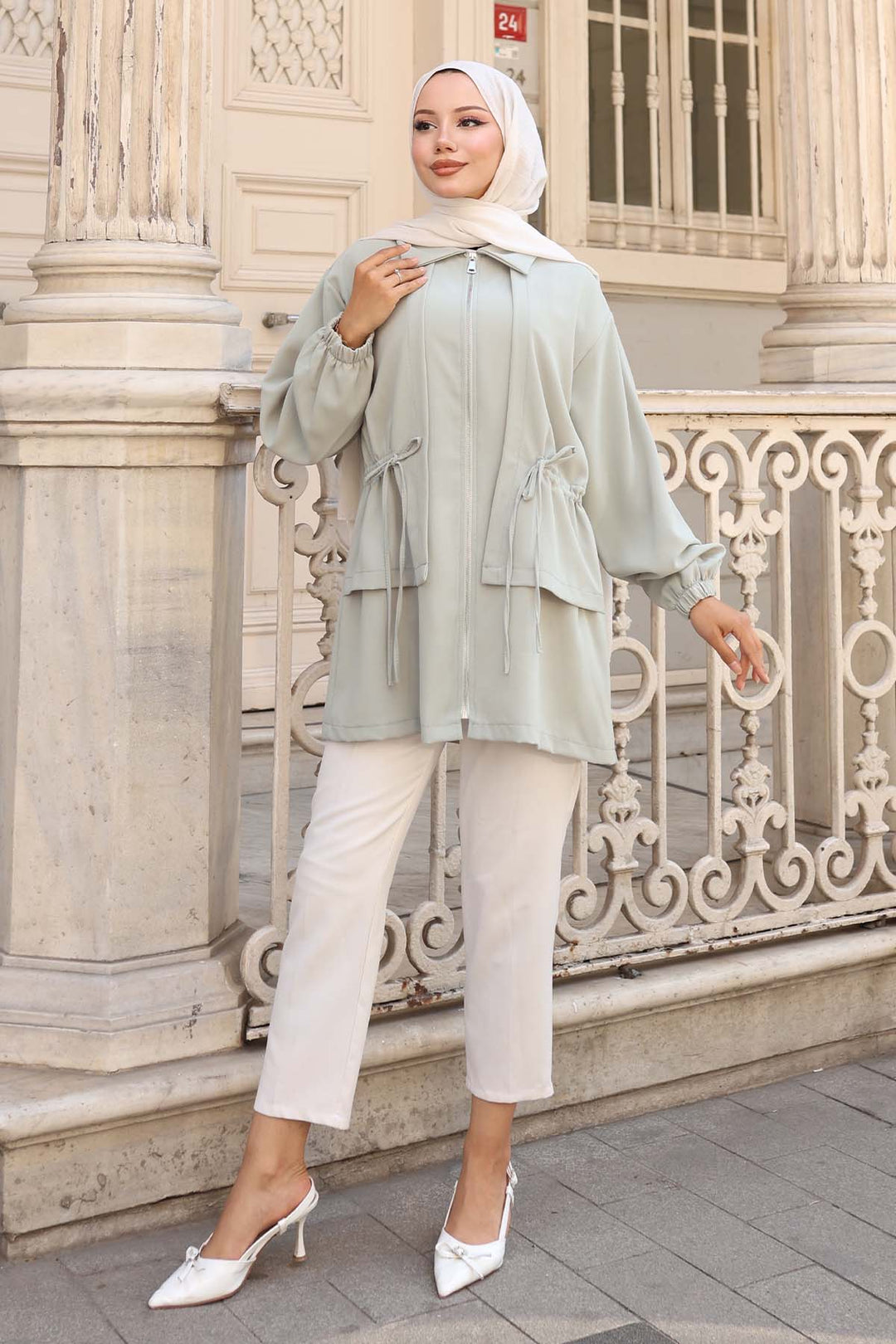 BNG Women Short Waist Mint Green Skirt with Ruffled Zipper 3243 - Clarksville